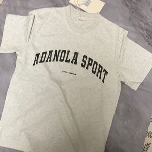 Adanola Minimalist Adanola Sport Graphic Tee Heather Grey designer Cotton NWT